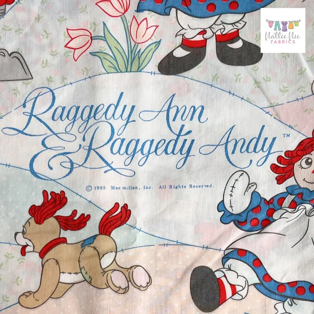 Vintage Raggedy Ann and Andy Twin Flat‎ and Fitted Sheet Set, 1989, springs